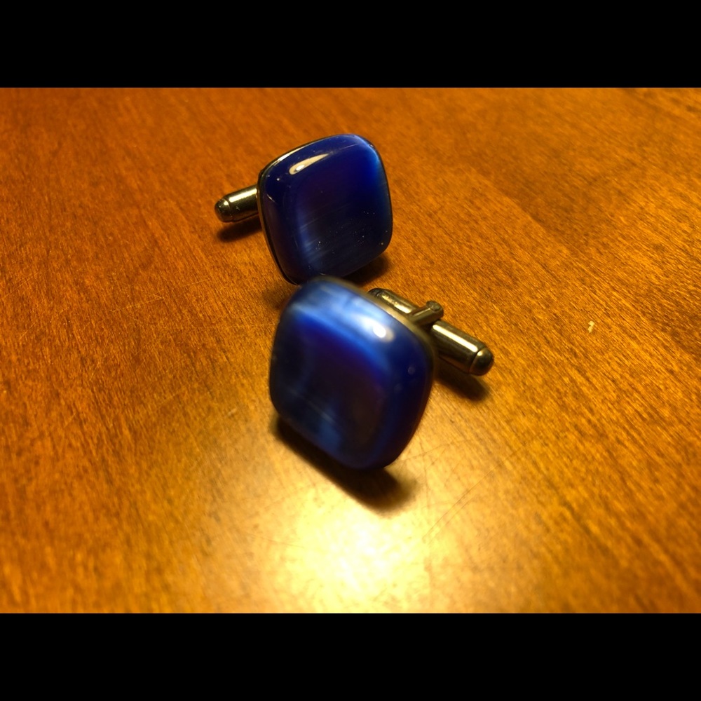 Bright Blue Cufflinks - Picture 3 of 5